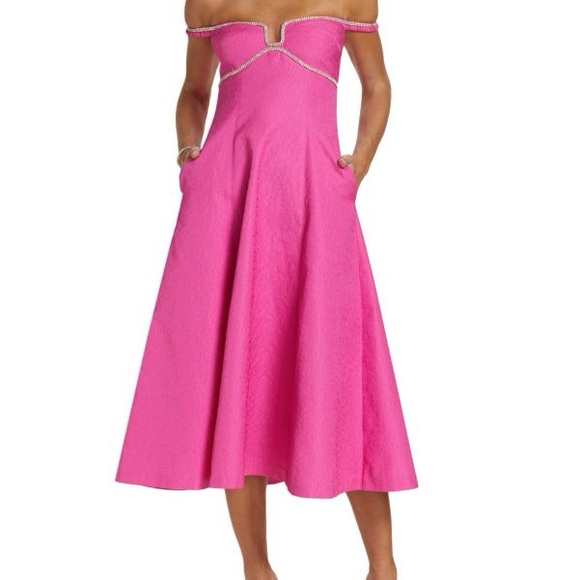 Self-Portrait Pink Textured Diamante Dress - Picture 2 of 6